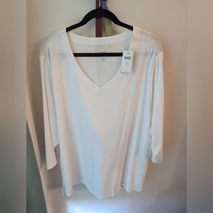 J.Jill Pima 3/4 sleeve v cut